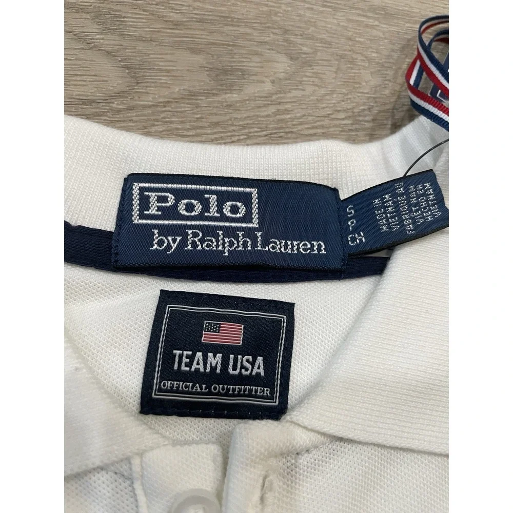 NWT Boy's Ralph Lauren Olympic Team USA Polo Size‎ Small White Mesh Logo Shirt